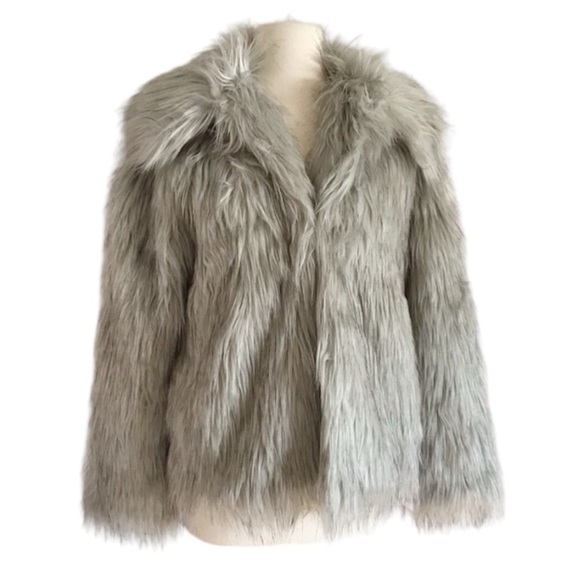 ✨HP✨ TOPSHOP Faux Fur Shag Jacket 8 Gray - Picture 5 of 12